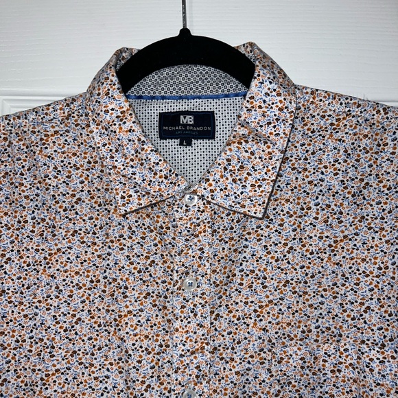 Michael Brandon Orange and Blue Dress Shirt Size Mens Large - Picture 2 of 4
